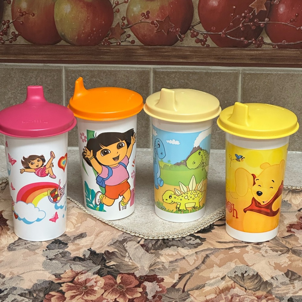 Tupperware Kids Sippy Cups - Pink, Orange, Yellow - Picture 2 of 2